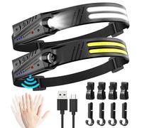 MLIAIMCE Head Torch Rechargeable,2 Pack Super Bright 2000 Lumen headtorch,230°Wide Beam 1500mAh Motion Sensor headlamp,5 Modes IPX5 Waterproof 0.14lb Lightweight Headlight for Camping Hiking Running