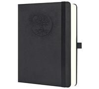 Mlife A4 Notebook with Tree of Life Design - 360 Pages, 100g Paper, PU Cover, Elastic Band, Pen Holder, 3 Bookmarks - Ideal for Work, Study & Gift (Black)