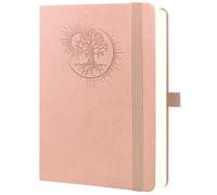 Mlife A4 Notebook with Tree of Life Design - 360 Pages, 100g Paper, PU Cover, Elastic Band, Pen Holder, 3 Bookmarks - Ideal for Work, Study & Gift (Pink)