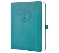 Mlife A4 Notebook with Tree of Life Design - 360 Pages, 100g Paper, PU Cover, Elastic Band, Pen Holder, 3 Bookmarks - Ideal for Work, Study & Gift (Orchid Green)
