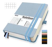 Mlife A5 Graph Paper Notebook,360 Pages Thickened Squared Notebook,Premium 100g/M² Ink Resistant Paper Thick,Pu Hard Cover Grid Notebook,Inside Pocket,Elastic Banded,Grid Paper for Diary(Light blue)