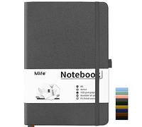 Mlife A5 Notebook-Bullet Dotted Journals,200 Pages Hardcover Dotted Notebook,100 Gsm Thick Paper,PU Hard Cover,Notepad 5.75" x 8.38"for Planning, Study, Travel, Drawing, Sketching and Projects-Gray