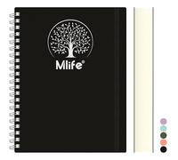 Mlife A5 Notebook Lined 300 Pages,Wirebound Spiral Notepad Multi-Coloured, Waterproof Hardcover with Life Tree Print,100gsm Thick Paper,Writing Journal for Women Men, 14.5 * 21cm-Black