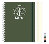 Mlife A5 Notebook Lined 300 Pages,Wirebound Spiral Notepad Multi-Coloured, Waterproof Hardcover with Life Tree Print,100gsm Thick Paper,Writing Journal for Women Men, 14.5 * 21cm- Green