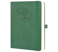 Mlife A5 Notebook with Tree of Life Design - 360 Pages, 100g Paper, PU Cover, Elastic Band, Pen Holder, 3 Bookmarks - Ideal for Work, Study & Gift (Dark green)