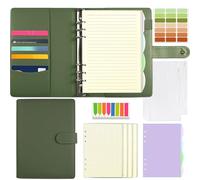 Mlife A5 Refillable Ring Binder, with 180 Sheets Refill Paper,A5 Notebook with Binder Pockets and Dividers,for Men and Women-Green