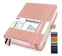 Mlife A5 Thickened Journal Notebook-Lined Notepad with 360 Pages and 100g/M² Inkproof Paper,Notebooks ith Folding Pocket,Elastic Banded for Office School Supplies Diary&Writing(Pink)