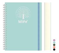 Mlife B5 Notebook,300 Pages Spiral Notebook B5,PVC Hardcover with Tree of Life Print, 100g/M² Inkproof Paper, Expandable Pockets, Elastic Bands, for Women, Men, 17.7 x 25cm - Blue