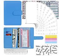 Mlife Budget Binder Set - 28pcs Leather Ring Binder Notebook with Clear Cash Envelopes,Budget Sheets and Label Stickers,Cash Organizer Money Saving Binder for Travel and Diary Dark Blue