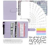Mlife Budget Binder Set - 28pcs Leather Ring Notebook with Clear Cash Envelopes,Budget Sheets and Label Stickers, Money Saving Binder Organizer for Travel and Diary Purple