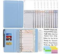 Mlife Budget Binder with Zipper Envelopes, A6 Money Organizer: Cash Bills Coupon Card Budget Planner, Cash Envelopes for Saving (Blue)