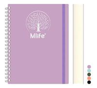 Mlife Notebook A4 Lined, 300 Pages Spiral Notebook, PVC Hardcover with Tree of Life Print, 100g/M² Inkproof Paper, Expandable Pockets, Elastic Bands, for Women, Men, 21 * 28cm - Blue