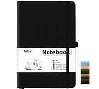 Mlife Notebook A5 Lined,Notebooks with 200 Pages,100 Gsm Thick Paper,Pu Hard Cover Notepad With Inside Pocket,Elastic Banded,Lined Journal for Office School Home Business Writing(Black)
