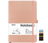 Mlife Notebook A5 Lined,Notebooks with 200 Pages,100 Gsm Thick Paper,Pu Hard Cover Notepad With Inside Pocket,Elastic Banded,Lined Journal for Office School Home Business Writing(Pink)
