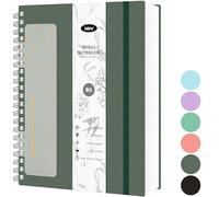 Mlife Notebook B5 Lined,300 Pages Spiral Notebook,100g/M² Ink-Resistant Paper,PVC hardcover，with Ruler,Expandable Pockets,Elasticated Ribbon,for Women,Men,17.7x 25cm(Green)