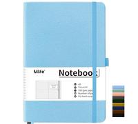 Mlife Squared Notebook A5,Journal With 200 Pages,100gsm No Bleed Grid Pages,PU Hard Cover,Graph Paper Notebook for Graphing Notes Math,Notepad for Women Men School-Light Blue