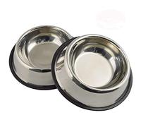 MLife Stainless Steel Dog Bowl with Rubber Base for Small and Medium Dogs, Pets Feeder Bowl and Water Bowl Perfect Choice (set of 2) (M)