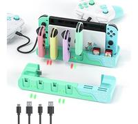 MLIFEMFUL Switch Controller Charging Dock Compatible with Nintendo Switch - Animal Crossing ＆ Switch OLED Model Joycons, Switch Charging Station Charges up to 6pcs Joycon with Game Card Storage Stand