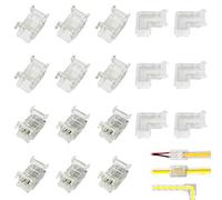 Mlifleue 18PCS LED Strip Connectors Set, for 8mm Width 2 Pin COB LED Strips, Solderless Strip Connectors Kit for COB/SMD LED Strips Lights, Home and Commercial Use (0-36V 5A)