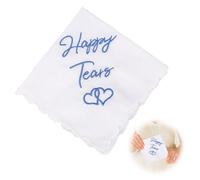 Mlifleue 1pcs Elegant Wedding Handkerchief, Something Blue for the Bride, Happy Tears Tissues Wedding Keepsake, Embroidered Cotton Happy Tears Handkerchief, Tissues Gift for Bride & Parent