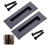 Mlifleue 2 Pack Pocket Door Handles, Stainless Steel Sliding Door Handles, Recessed Finger Pull Flush Doors Hardware for Pocket Closet Doors and Large Drawer (Matte Black)