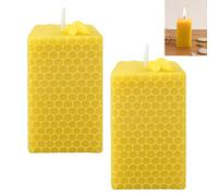 Mlifleue 2 PCS Beeswax Candles, Cube Honeycomb Beeswax Candle UK, Pure Bees Wax Candle UK, Bees Wax Candles with Cotton Wick for Relaxation, Handmade, Non-Toxic, Eco-Friendly, Allergen Safe