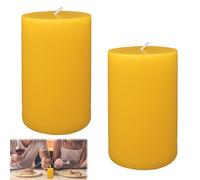 Mlifleue 2 PCS Pillar Beeswax Candles, Large Beeswax Candles UK, Bees Wax Candle UK, Column Tealights with Cotton Wick for Relaxation, Handmade, Non-Toxic, Eco-Friendly, Allergen Safe