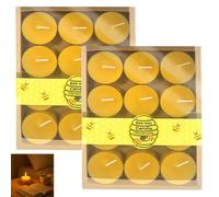 Mlifleue 24 PCS Beeswax Candles, Tea Lights Candles, Pure Beeswax Candle with Cotton Wick, Natural Bee Wax Candle, Non-Toxic & Eco-Friendly, Long-Lasting Burn for Home, Aromatherapy, and Events