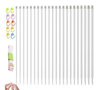 Mlifleue 24pcs Metal Knitting Needles Set, 25cm Knitting Needle Set with Straight Single Pointed, 2mm-8mm Long Smooth Needles with Stitch Markers and Measuring Tape for Beginners & Professionals