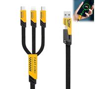 Mlifleue 65W 5 in 1 Multi Charger Cable with Type-c, 1.2M Universal Charger Cable, Dual Nylon Braided, Fast Charging for Phone/Pad/More