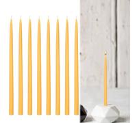 Mlifleue 8 PCS Beeswax Candles, 17cm Taper Beeswax Candle Set, Dinner Candles, Long-Burning Orange Candle for Air-Purifying, Rustic Table Decor & Holiday Events, Dripless & Smokeless