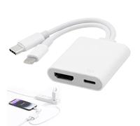 Mlifleue Light-nings Digital AV Adapter, 2 in 1 Screen Mirroring/Fast Charging for both Type-C and Light-ning Connectors, USB-C and Light-ning AV Multiport Adapter, MFi Certified