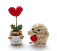Mlihove Positive Emotional Support Potato Heart Flower, Birthday Gifts for Women Mum, I Love You Gifts Handmade Cute Knitted Crochet Doll, Cute Stuff Good Luck Cheer Up Gifts Friends Kid Teacher