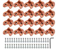 Mlijzard 20 Pack Rock Climbing Holds Extra Large for Kids and Adults, Polyethylene Climbing Rocks with Mounting Hardware, DIY Indoor Outdoor Playground Backyard Park Play Set (Dark Brown)