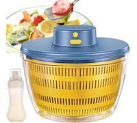 Mlijzard Electric Salad Spinner Large 4.2L Salad Leaf Dryer, USB Rechargeable Vegetable Cleaner Dryer, Automatic Quick Water Drain Salad Lettuce Spinner with 350ml Squeeze Sauce Bottle, Yellow