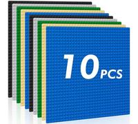 Mlikero 10 Pack Classic Baseplates Building Plates- Large 10" x 10" Building Bricks, Compatible with All Major Brands and Activity Table, for Builders Age 3+ (Multicolored)