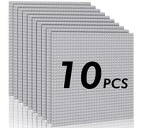 Mlikero 10 Pack Classic Baseplates Building Plates- Large 10" x 10" Building Bricks, Compatible with All Major Brands and Activity Table, for Builders Age 3+ (Grey)