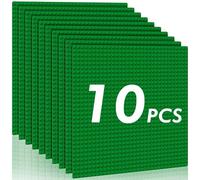 Mlikero 10 Pack Classic Baseplates Building Plates- Large 10" x 10" Building Bricks, Compatible with All Major Brands and Activity Table, for Builders Age 3+ (Green)