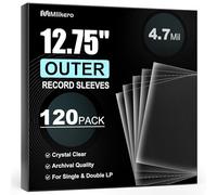 Mlikero 120 Crystal Clear Vinyl Record Sleeves, 4.7 Mil Thick, PP Material, 12.75'' x 12.75'' Compatible with Single & Double LP Album Covers
