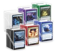 Mlikero 6 Pack Card Deck Boxes, Clear Commander Deck Case with 600Pcs Card Sleeves and Dividers, Standard Size Cards Storage Box Perfect Fit for MTG, Sport, Trading Cards (6 colors)