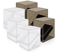 Mlikero 6 Pack Card Deck Cases,Acrylic Card Box for Trading Cards,Sturdy Card Storage Boxes Holding 100+ Sleeved Cards with 6 Dividers,Clear and Black Card Storage Boxes fit for MTG, Sport Cards