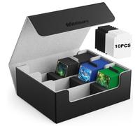 Mlikero Card Deck Case for Trading Cards 1800+, Trading Card Storage Box with 10 Dividers and 3 Foam Stoppers, Leather Magnetic Closure Commander Deck Box Fit for YuGiOh, MTG and Sport Cards