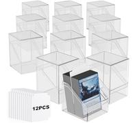 Mlikero Card Deck Cases, 12 Pack Acrylic Card Box for Trading Cards, Sturdy Card Storage Boxes Holding 100+ Sleeved Cards with 12 Dividers, Clear Card Storage Boxes Fit for MTG, Sports Cards
