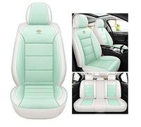 MLINGK Car Seat Covers Fit For Fiat 500 500C 500e 500L 500X 600 Genuine leather waterproof and breathable 5-seat seat cover auto parts,White green