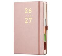 Mljtoyo 2026 2027 Diary A5 Page a Day,Daily Planner 2026 27 Appointment from Jul 2026 to Jun 2027,Organiser Hardcover with Color Tabs,Pen Holder,Inner pocket,400 Ivory Thick Pages (ROSE GOLD, A5)