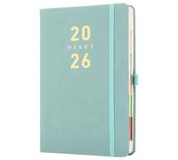 Mljtoyo 2026 Diary A5 Page a Day,Daily Planner 2026 Appointment from Jan 2026 to Dec 2026,Organiser Hardcover with Color Tabs,Pen Holder,Inner pocket,400 Ivory Thick Pages,Green