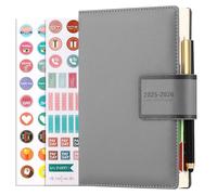 Mljtoyo Academic Diary 2025-2026 Page a Day, Agenda12 Month from Jul 2025 to Jun2026 Diarys,Hardcover Organiser Daily Planner with Pen,Pen Holder,Stickers,Inner Pocket,Grey