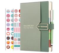 Mljtoyo Academic Diary 2026-2027 A5 Page a Day, Mid Year Daily Planner Organiser with Monthly View, Aug 2026 - Aug 2027, Hardcover, Colorful sideTabs, Pen Set, 3Bookmarks,Pocket,Green