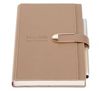 Mljtoyo Academic Diary 2026 Day to Page A5, Jan 2026-Dec 2026, Daily Planner Schedule Organiser with Pen, Hardcover Diary Planner with Stickers,Inner Pocket, Thicker Paper (Light Brown, A5)