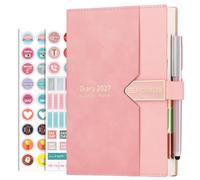 Mljtoyo Diary 2027 A5 Page a Day, Hardcover Full Year Planner,Pink | Monthly & Weekly Planner ,Jan 2027 to Dec 2027 Diary,Appointment Diary with Pen ,3Bookmarks,Back Pocket